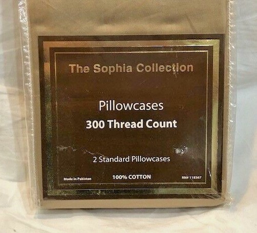 The Sophia Collection Tan Standard Pillowcases 300tc    NIP