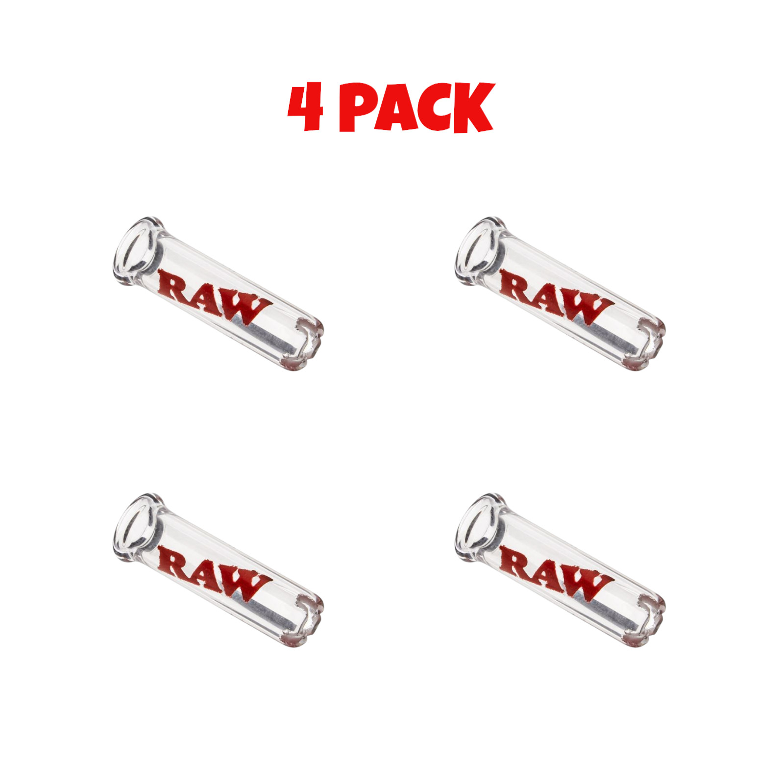 4 Pack RAW X-Tips Glass Filter Tip High-Quality Glass – Round Mouthpiece