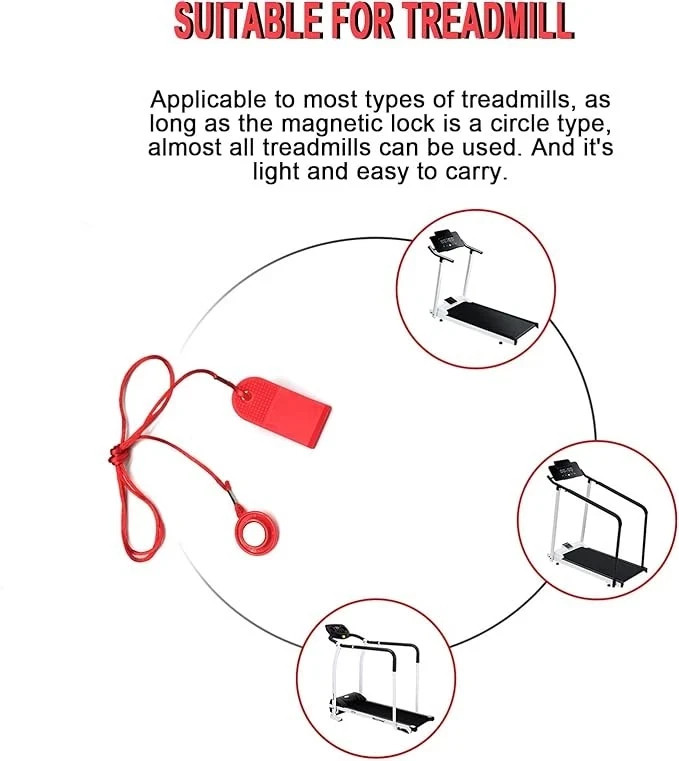 Universal Treadmill Safety Key Magnet Clip Replacement for Most Models 3ft Cord
