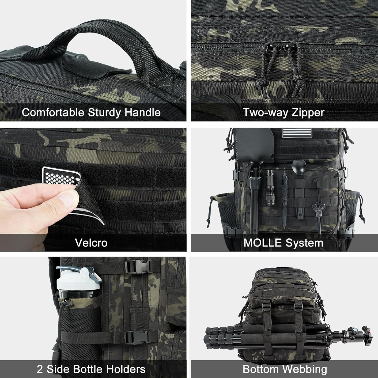 Military Tactical Backpack 50L Large Day Backpack for Men Molle Army 3 Days Assa