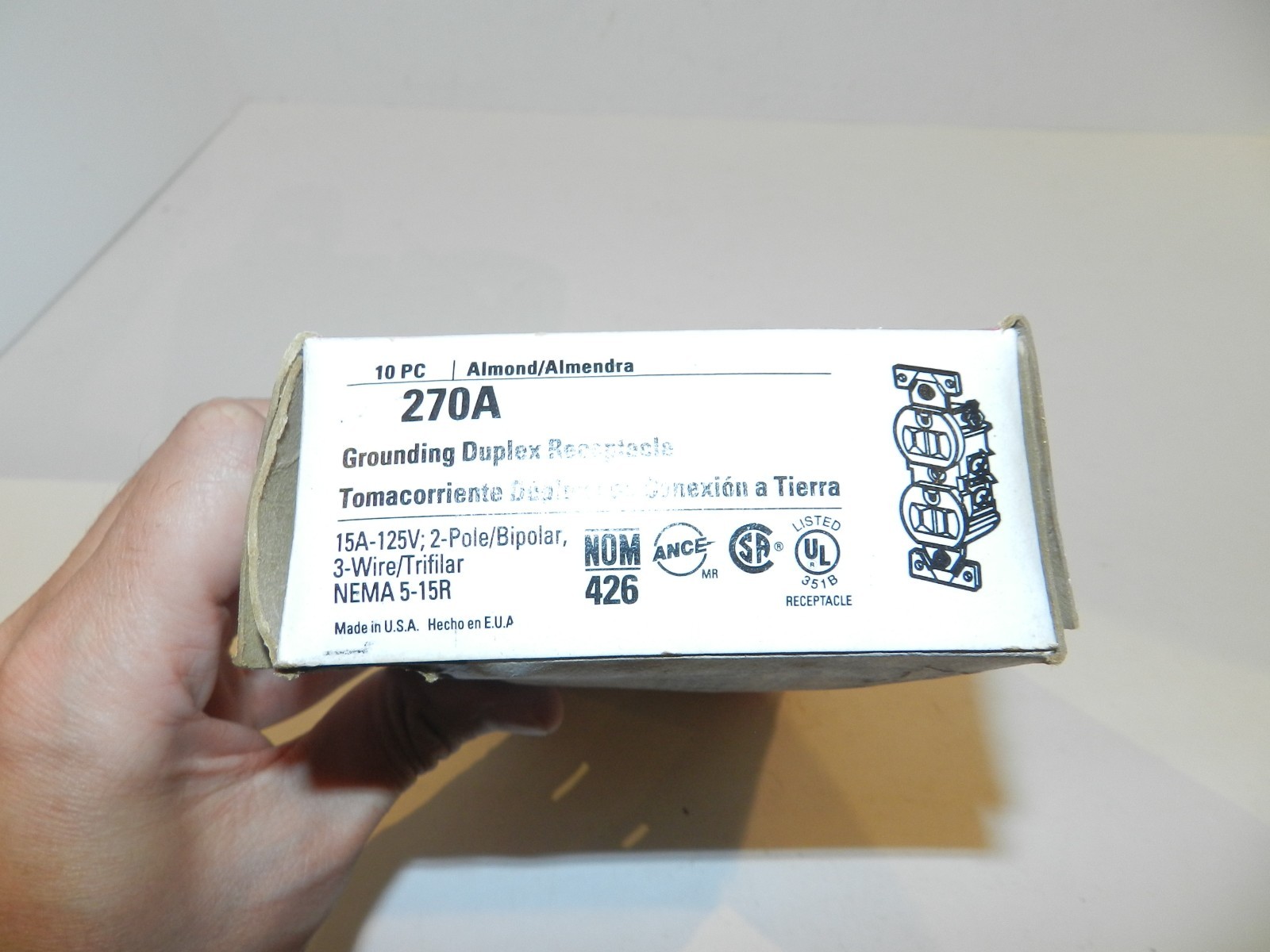 Cooper 270A Residential Grade 15A Almond Outlet Receptacles 5-15R 125V 10pcs NEW