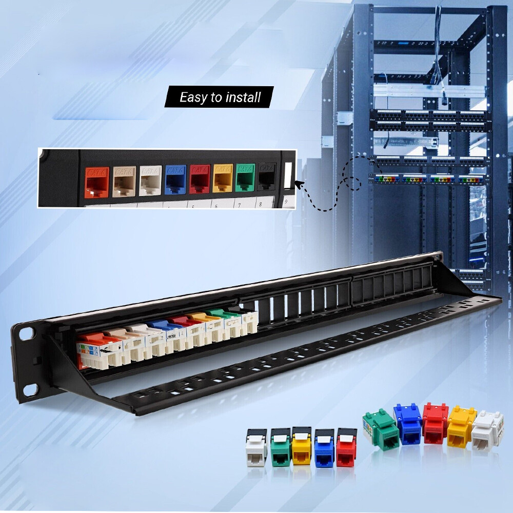 6X 24Port Patch Panel CAT6/Cat5 RJ45 110 Network Surface Wall Mount Bracket
