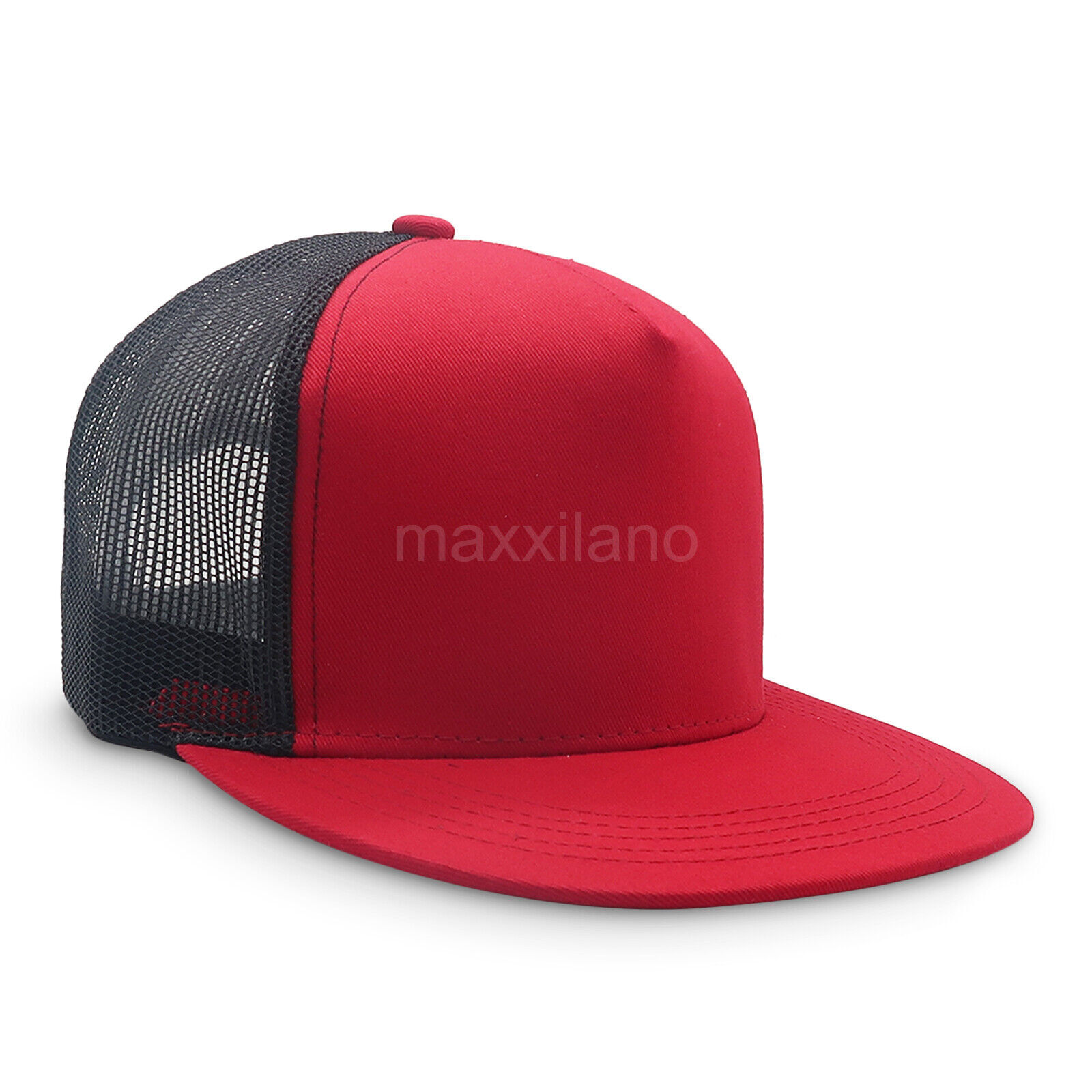 Snapback Hat Cotton Mesh Solid Flat Brim Style Baseball Cap Trucker Men Visor