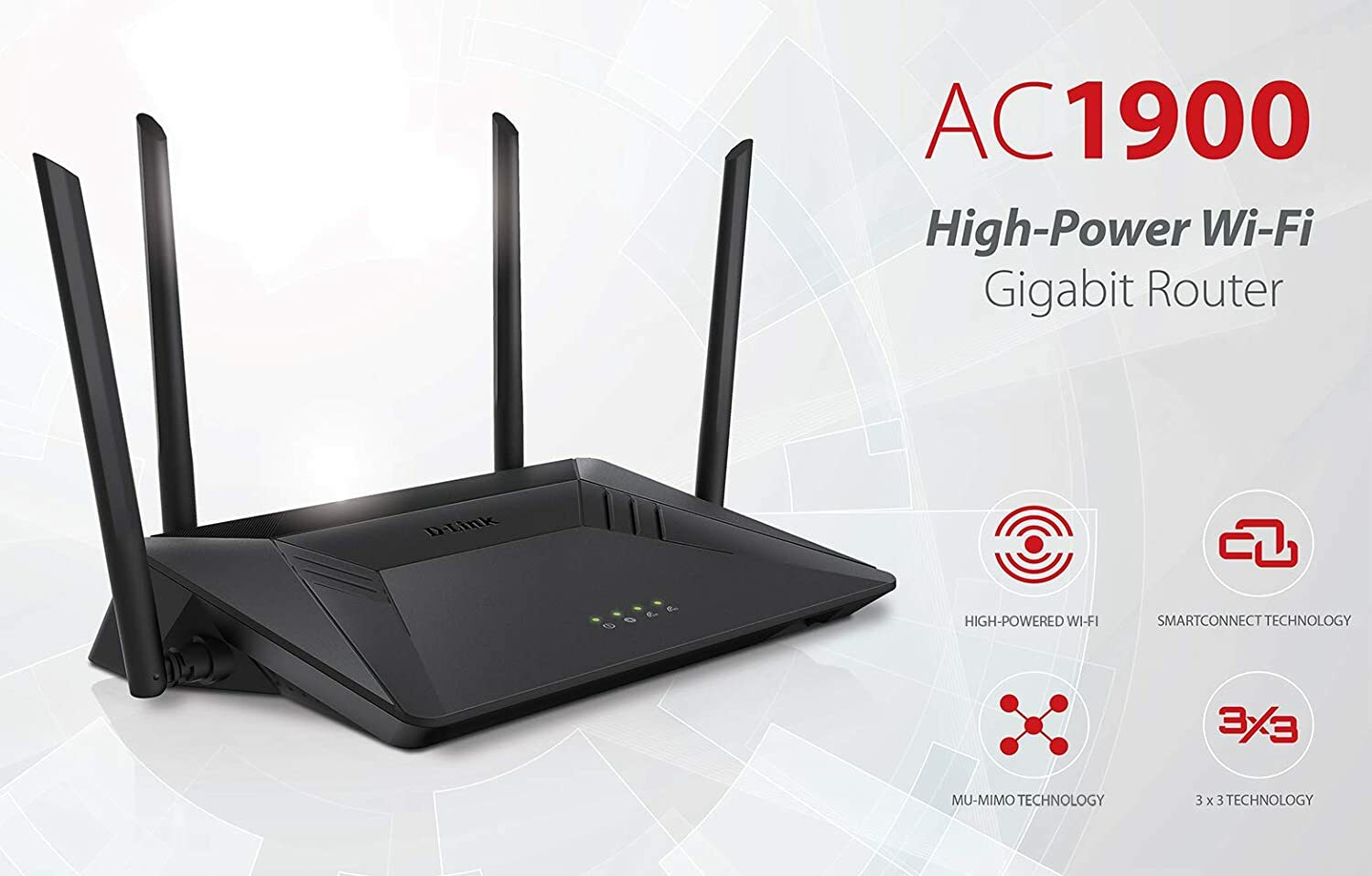 D-Link AC1900 Dual-Band High-Power MU-MIMO Wi-Fi Gigabit Router, SmartConnet