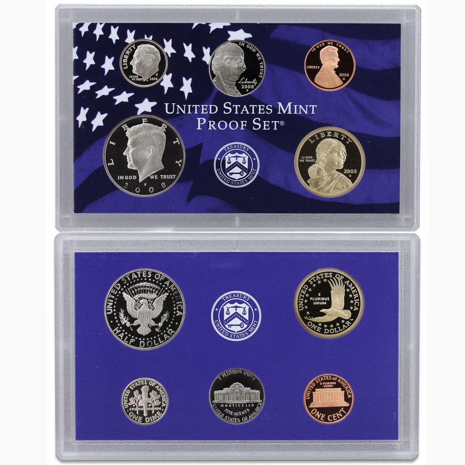 2008 S Proof Set Original Box & COA 14 Coins CN-Clad