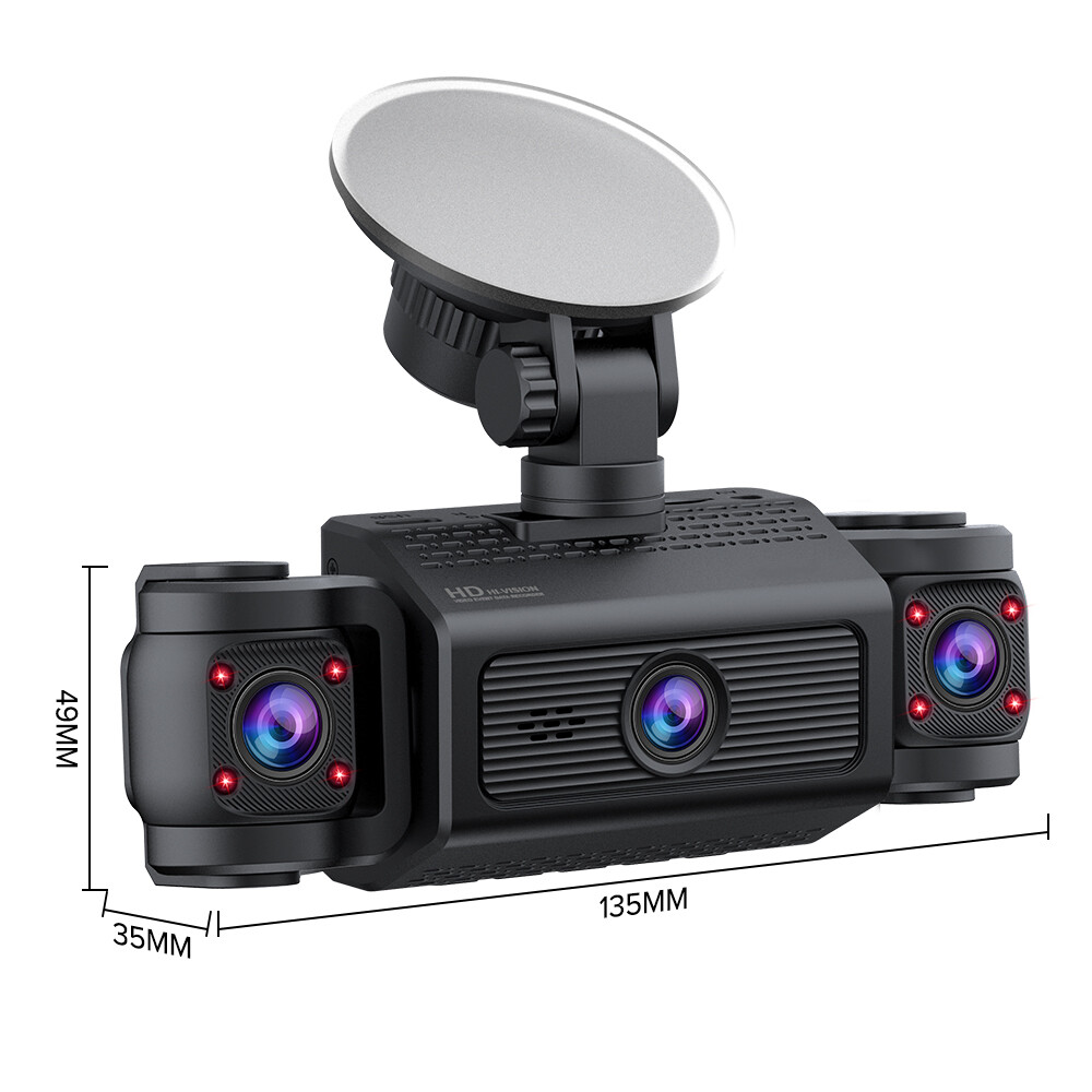1080P Dash Cam Front and Inside Triple Dash Cam Video Recorder IR Night Vision
