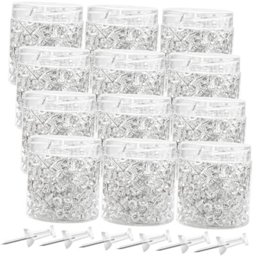 2400 Pcs Push Pins Standard Thumb Tacks with Steel Point and Plastic Head Clear