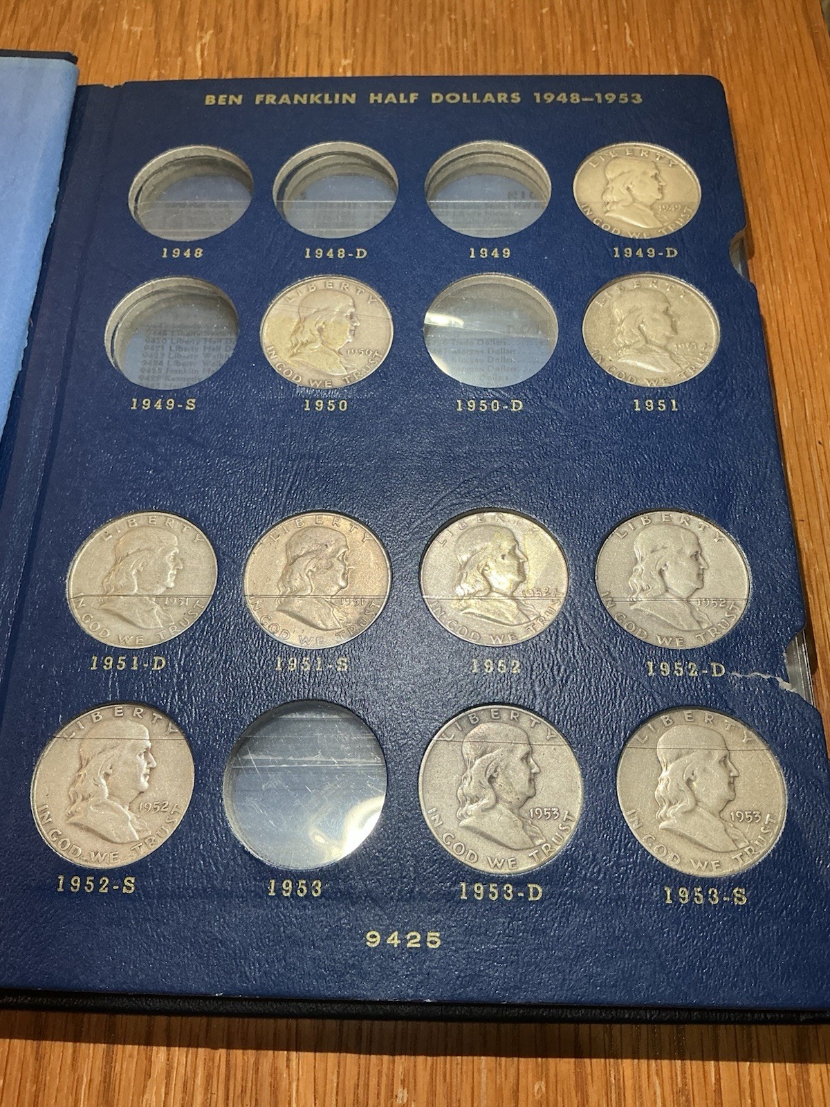 Franklin Half Dollars 90% Silver 1949 to 1953 EARLY Years Vintage Collection Lot