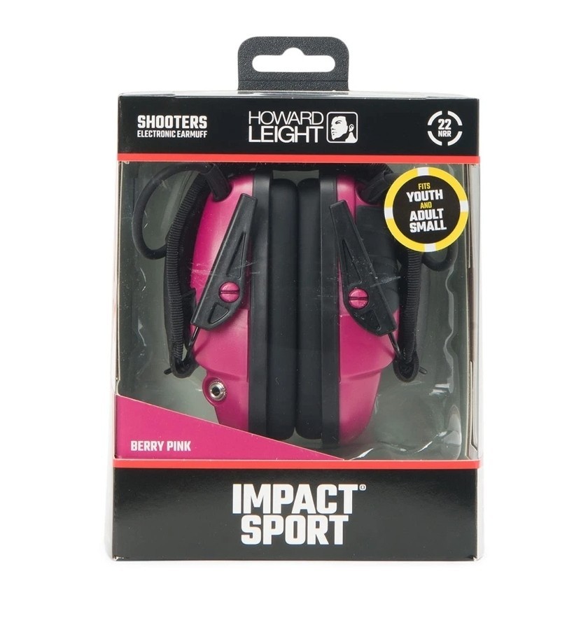 Howard Leight Impact Sport Electronic Shooting Earmuff, Youth/Adult Small, Pink