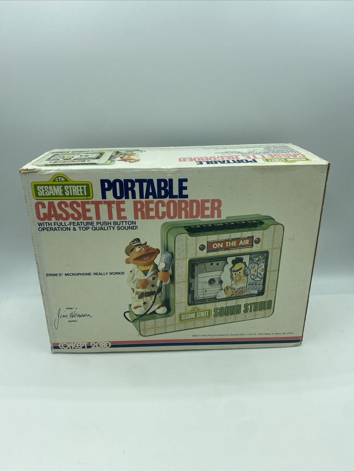 Vintage 1977 Sesame Street Ernie Bert Portable Cassette Recorder In Box No Cart
