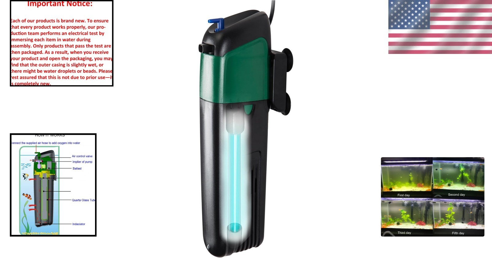 Transform Your Aquarium: 75 Gallon Internal UV Filter Clears Green Water