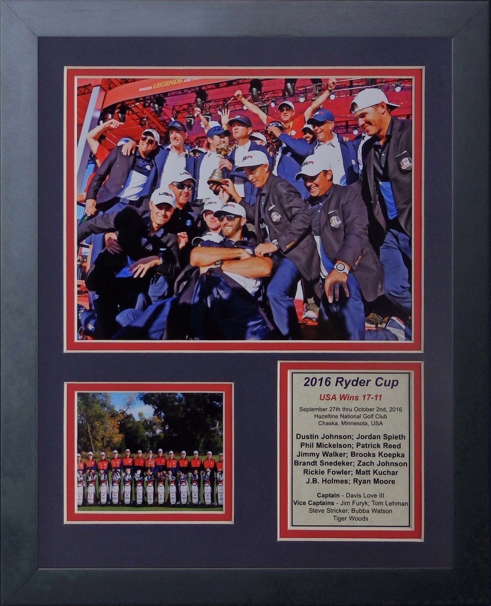 2016 USA CHAMPIONS RYDER CUP PHIL MICKLESON DUSTIN JOHNSON 8X10 PHOTO FRAMED