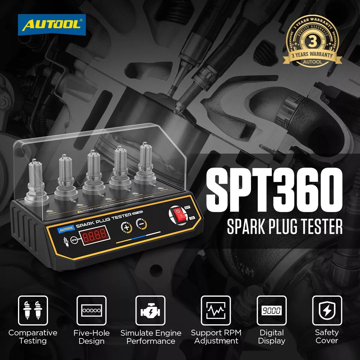 Car Spark Plug Tester 5 Holes Automotive Engine Ignition Plug Detector Analyzer