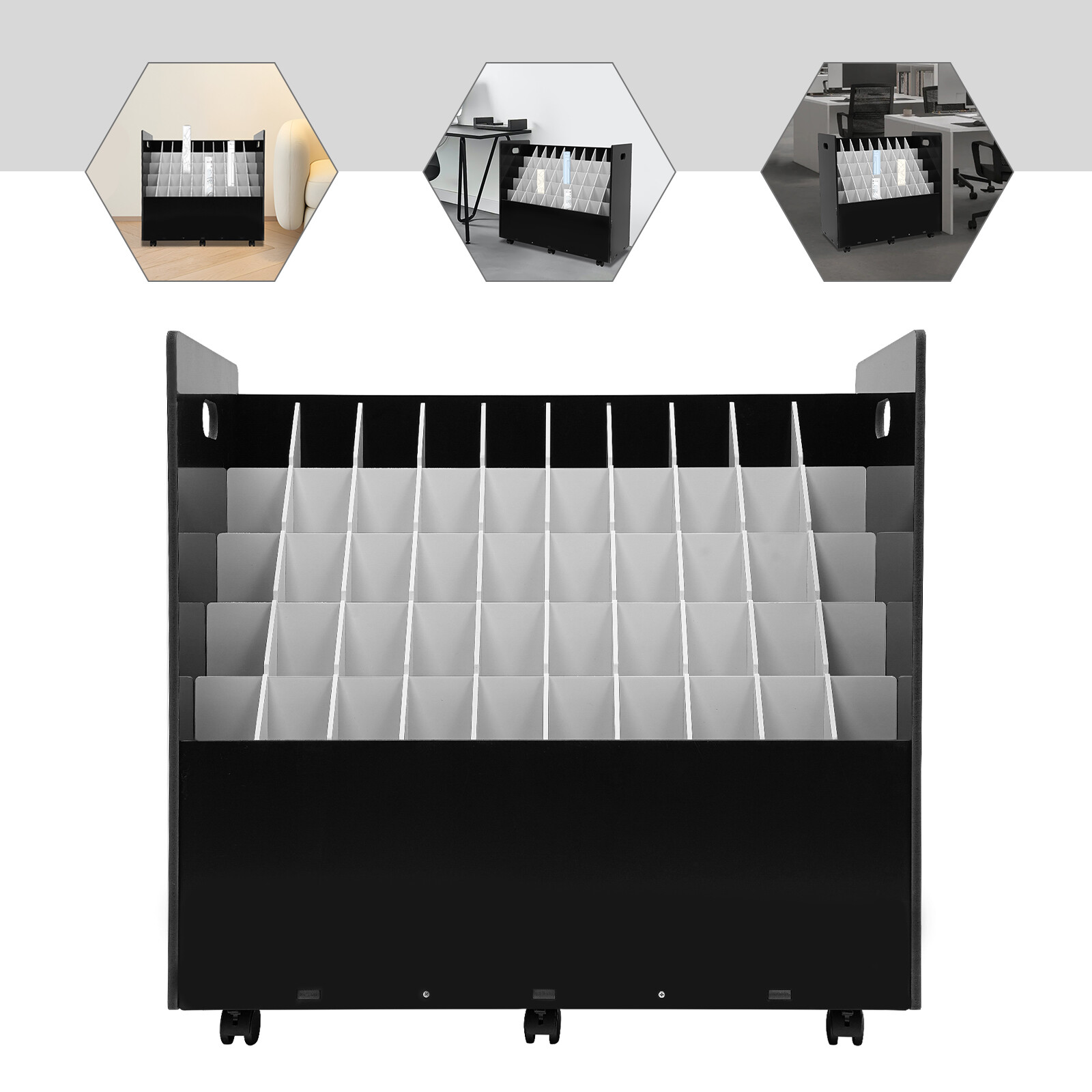 50-slot Blueprint Organizer Roll File Storage Holder Movable Roll File Cart SALE