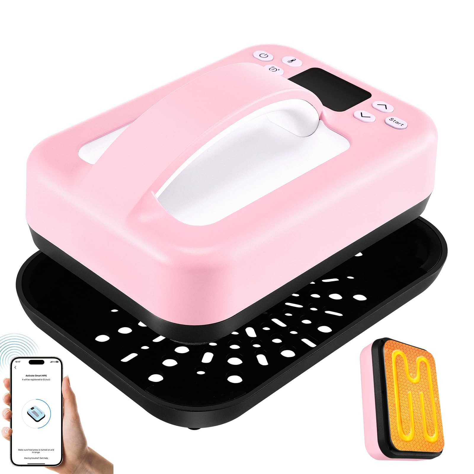 ** NEW Whubefy Heat Press Machine | 7x5 Inch | Pink | Manual Clamshell Design