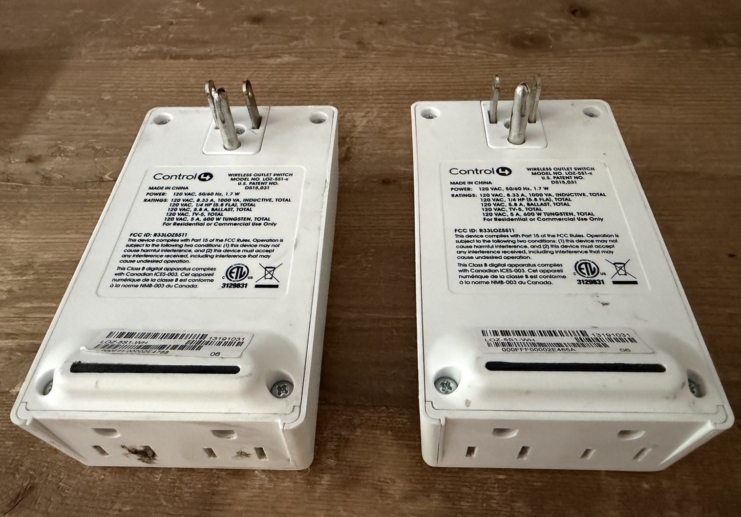 Control4 LOZ-5S1-x Wireless Outlet Switch