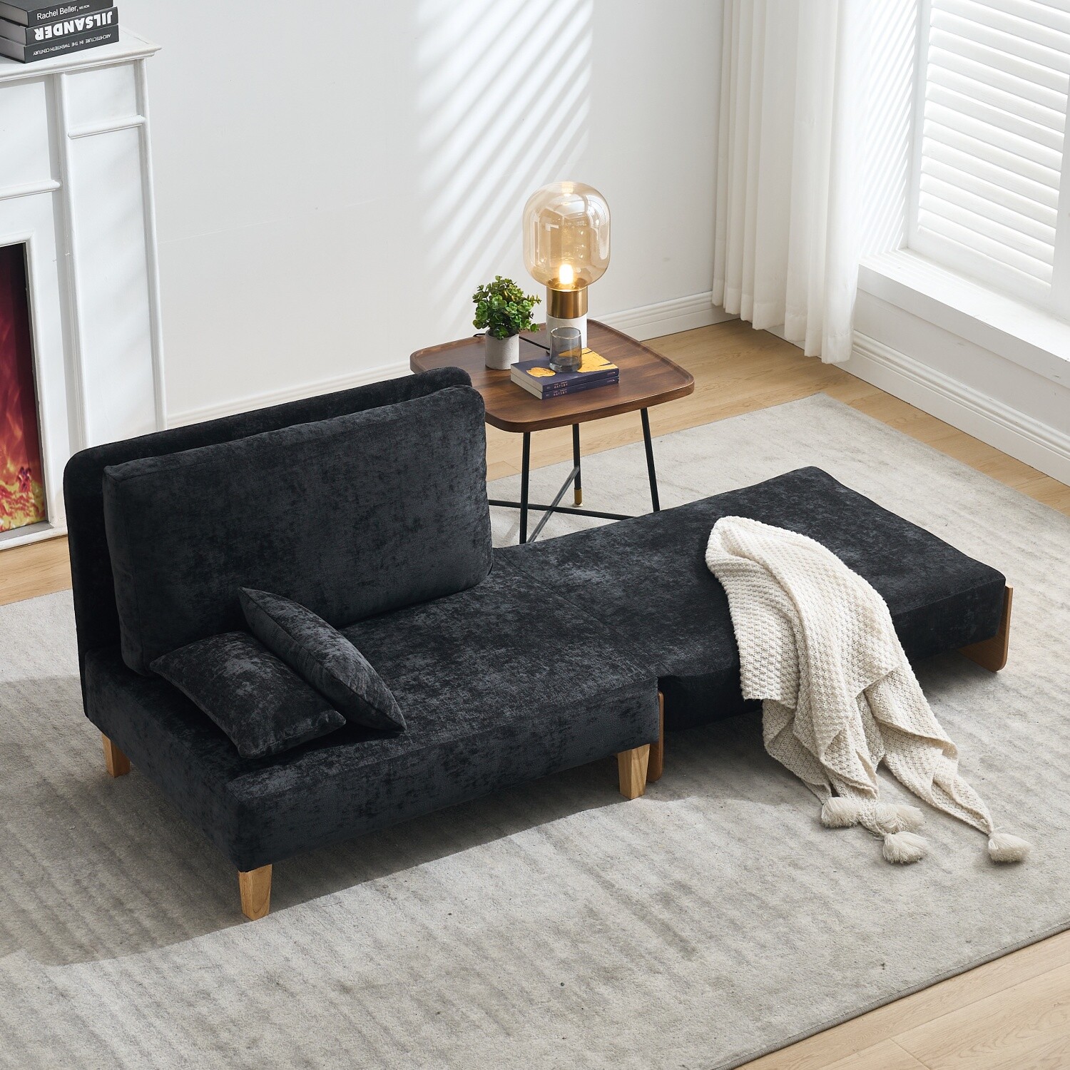 Convertible Sleeper Sofa Bed Multi-Functional Folding Recliner Chair w/ Pillows