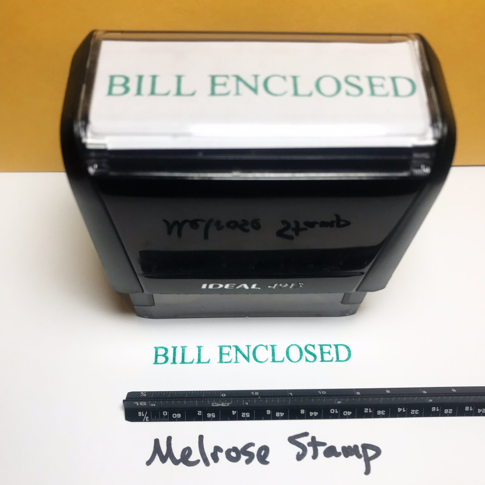 Bill Enclosed Rubber Stamp Green Ink Self Inking Ideal 4913