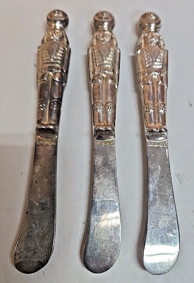 Lot of (3) Godinger Silverplate Cheese/Butter Spreaders; Toy Soldiers