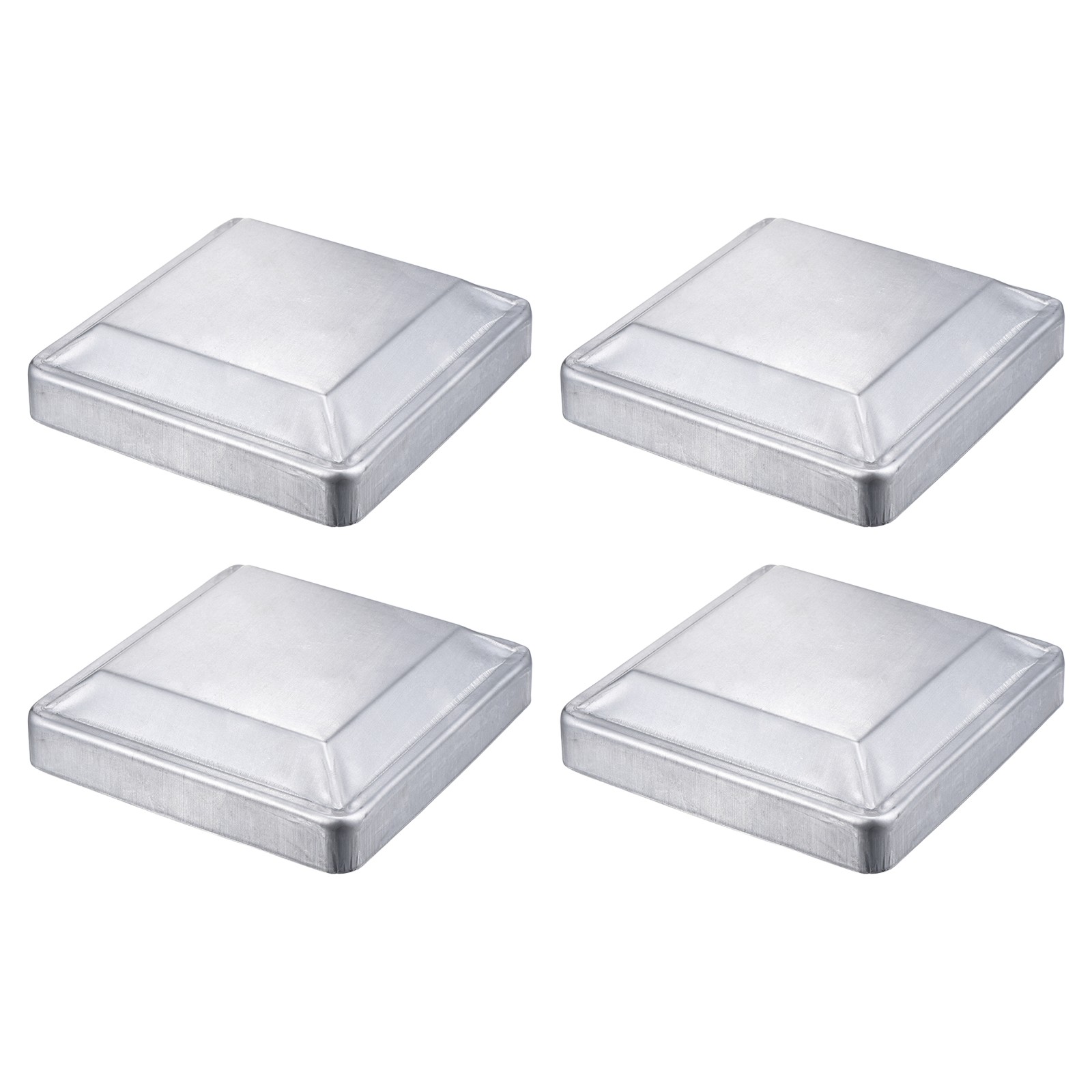 4Pcs Fence Post Cap, Galvanized Deck Post Caps Fit 6.1" x 6.1" Pipe, Silver