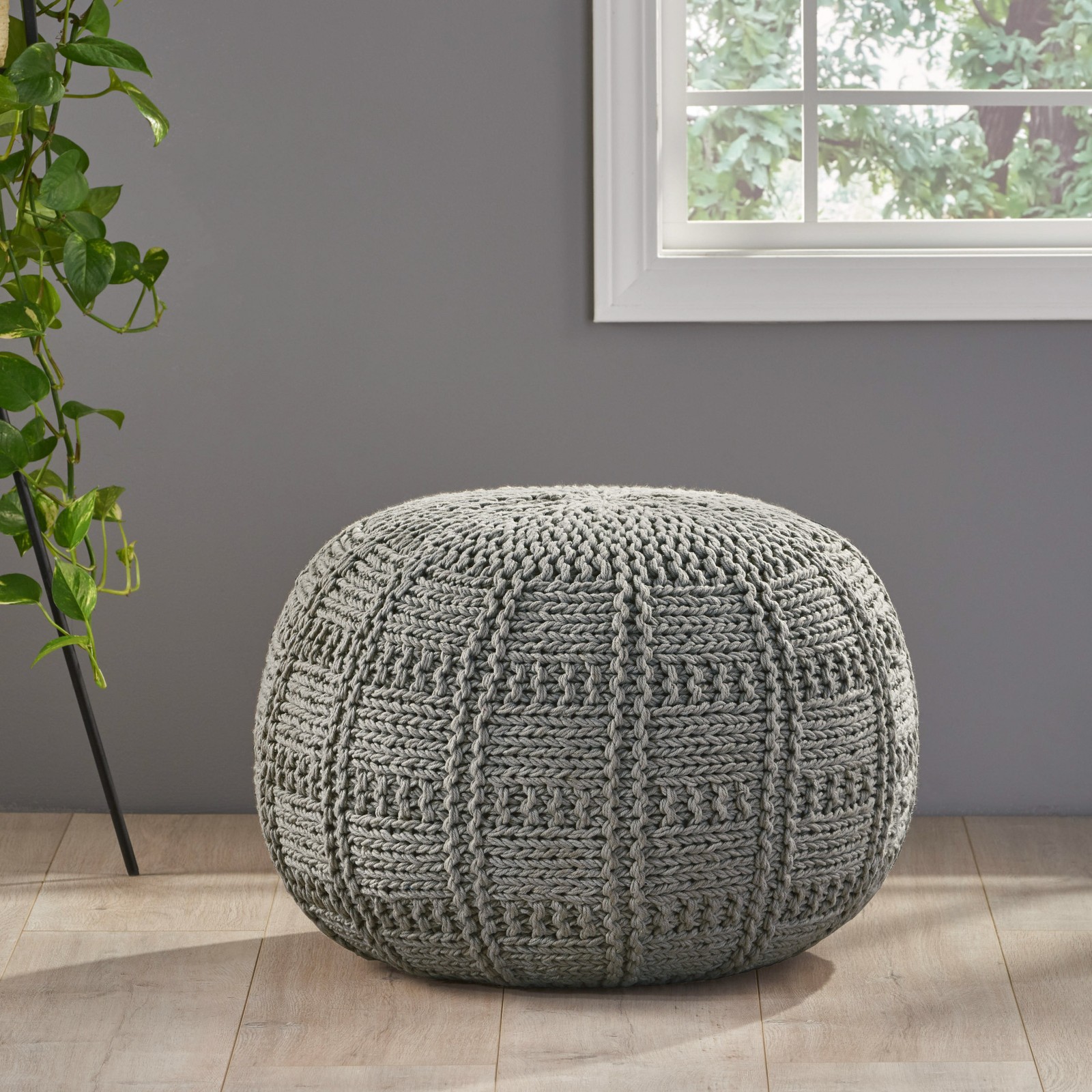Yuny Knitted Cotton 20 x 20 Round Pouf