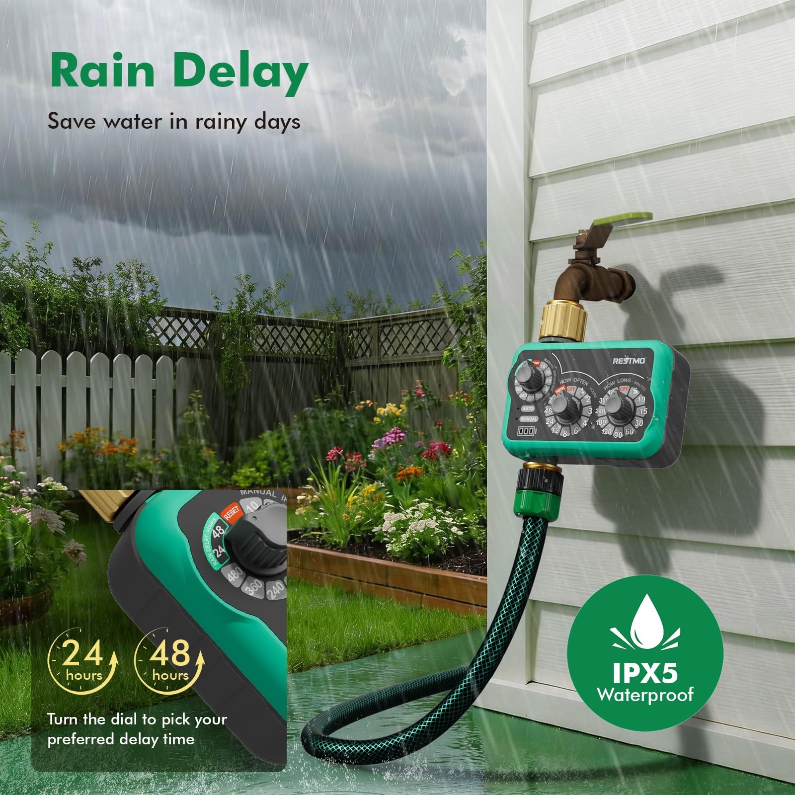 Analog Sprinkler Timer 3-Dial Brass Inlet & Outlet - Flexible Watering Control