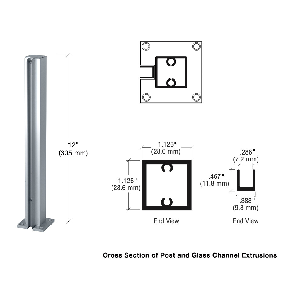 CRL D990A12E Satin Anodized 12" End Design Series Partition Post