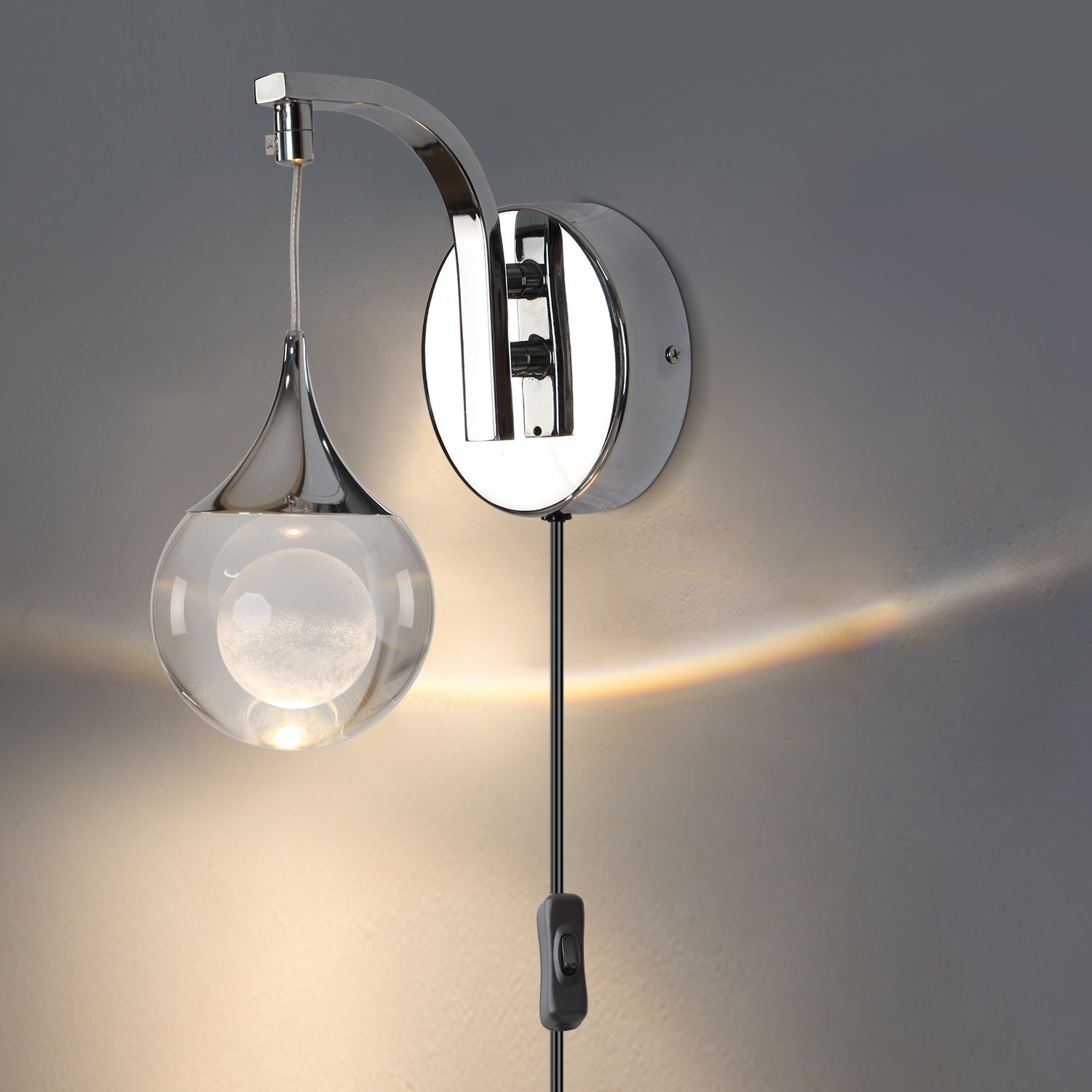 Modern LED Wall Sconce 5W Dimmable Wall Light with Plug for Living Room&Bathroom