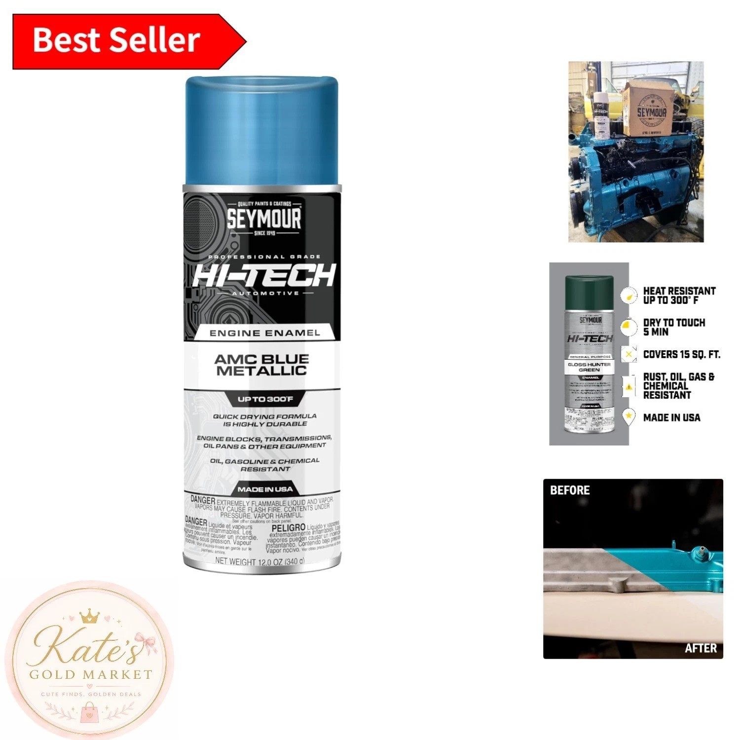 EN-66 Hi-Tech Engine Spray Paint - AMC Blue - Heat Resistant 12 oz Enamel