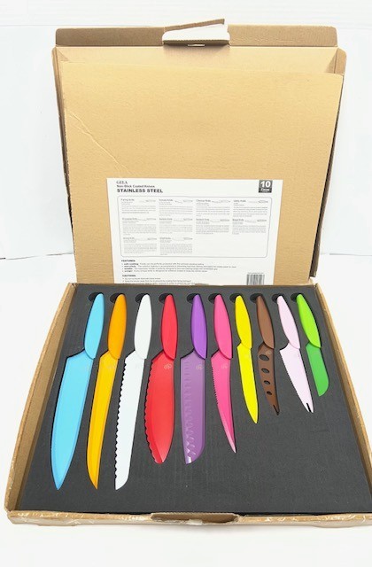 NIB Set of 10 Gela GG 10-Piece Non-Stick Coated Stainless Steel Knife Set