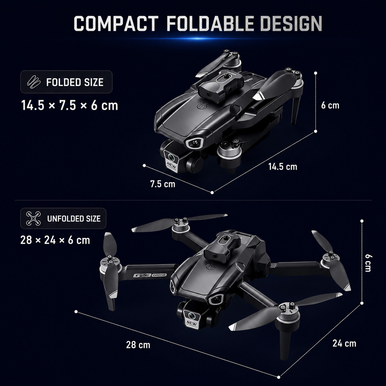 G23 8K Dual Camera Foldable Drone Brushless Motor Obstacle Avoidance WiFi FPV
