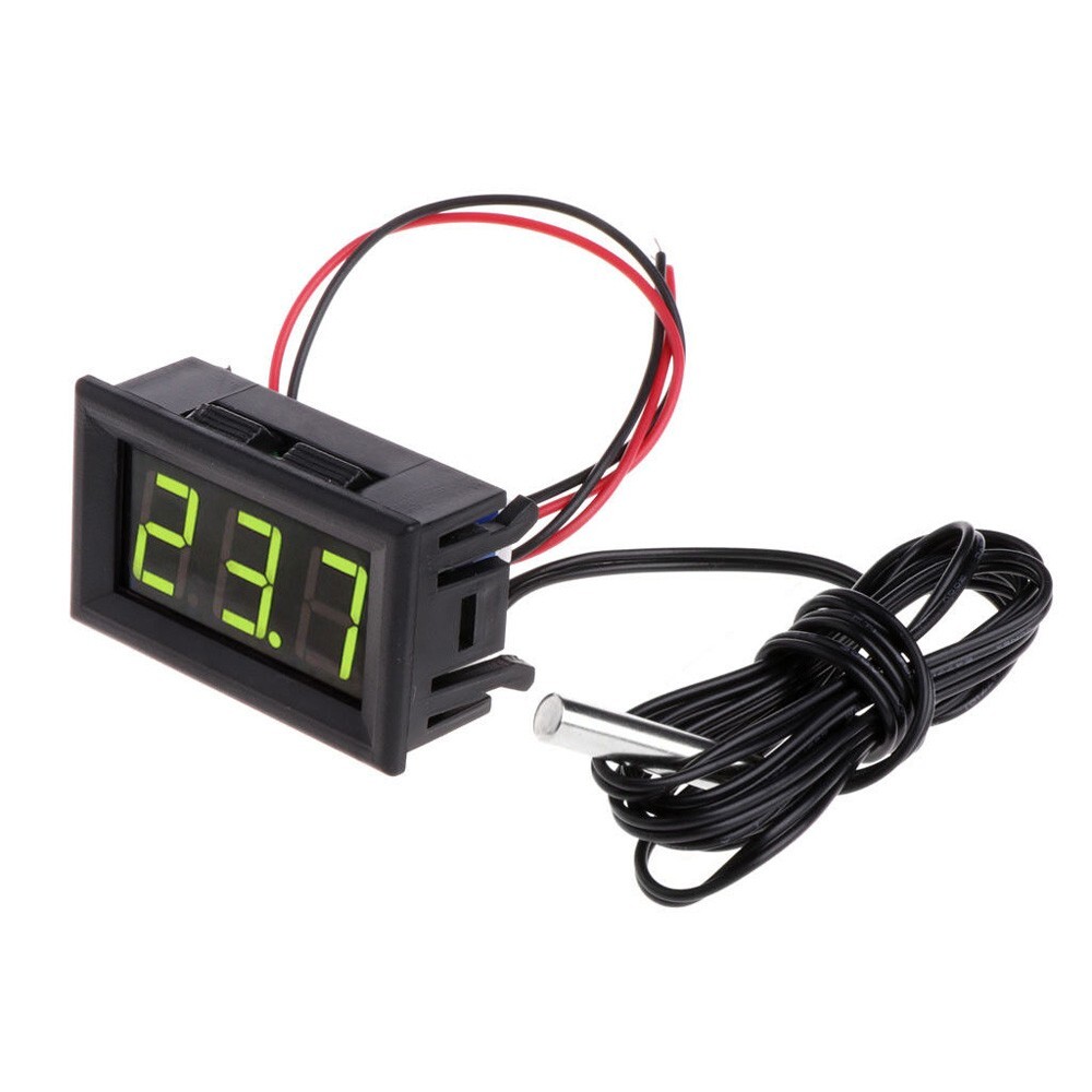 1x LED Mini-Digital Thermometer 12V Car Temperature Panel Meter Gauge+Temp Probe