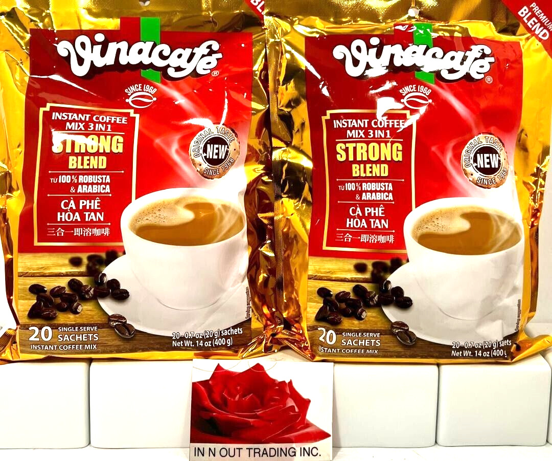 Vinacafe 3-In-1 Strong Blend Instant Coffee 20 Sachets x 20g (Pack of 2)~03/2027