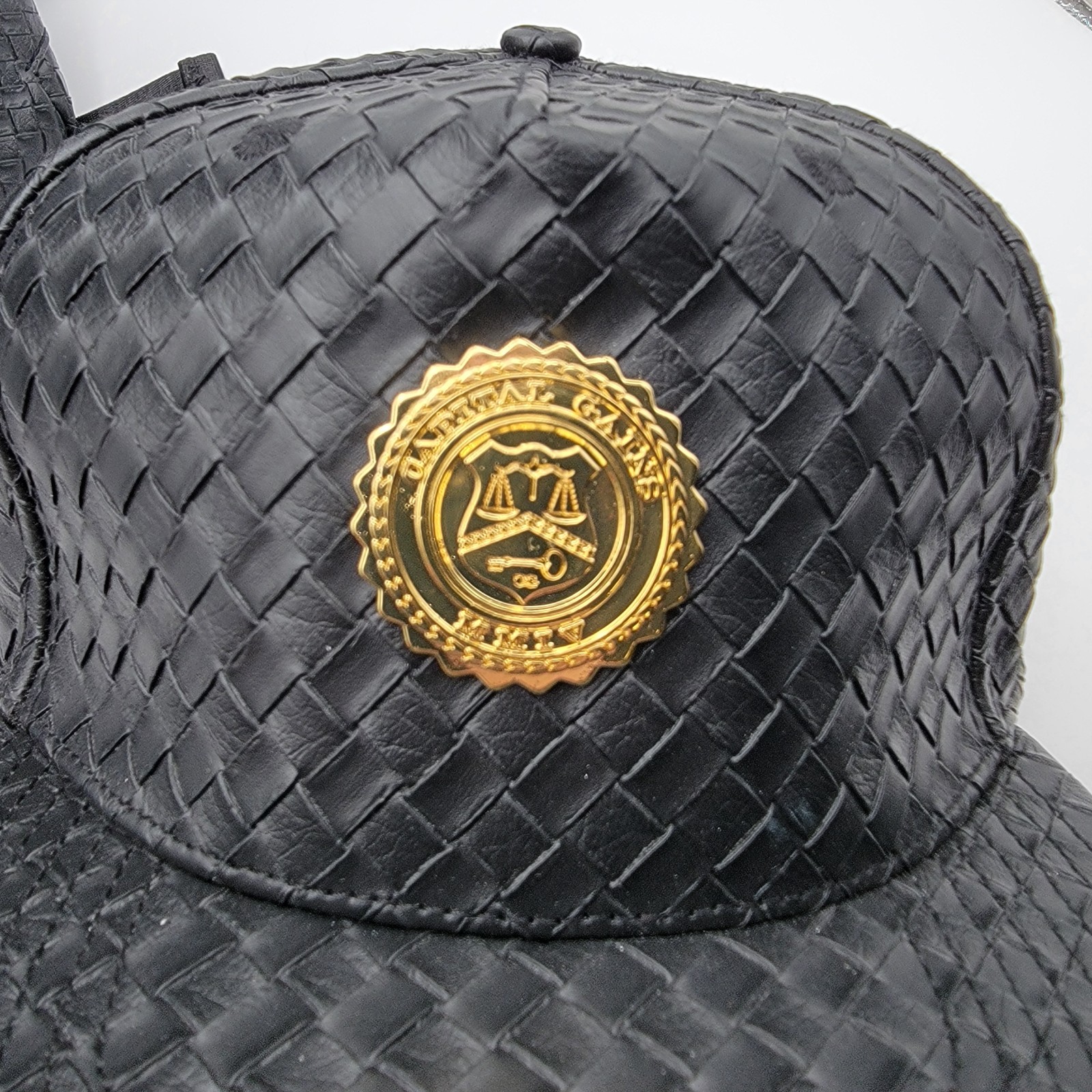 Capital Gains Black Woven Backpack + Strapback Hat Bundle NWT Gold Logo