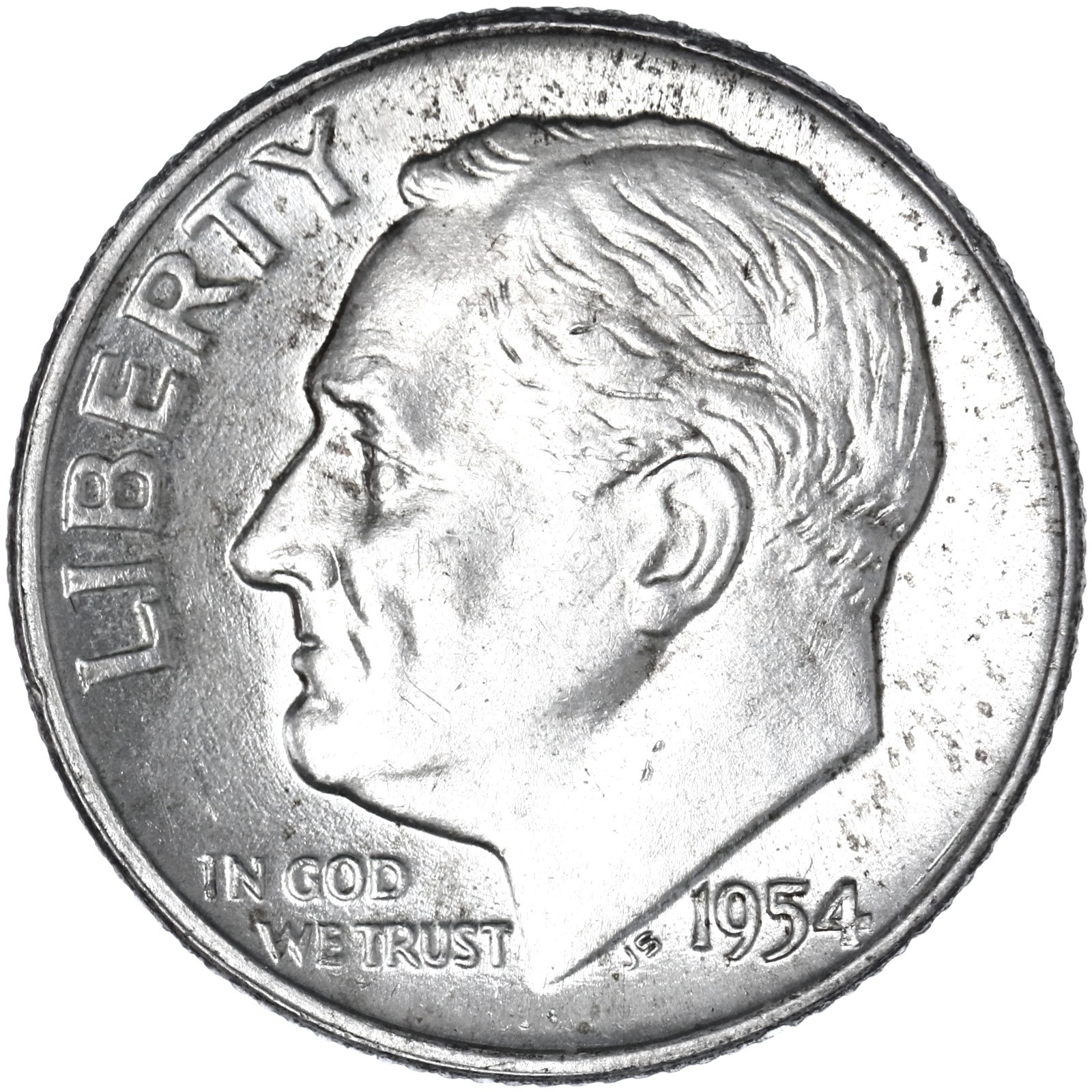 1954 D Roosevelt Dime 90% Silver About Uncirculated AU