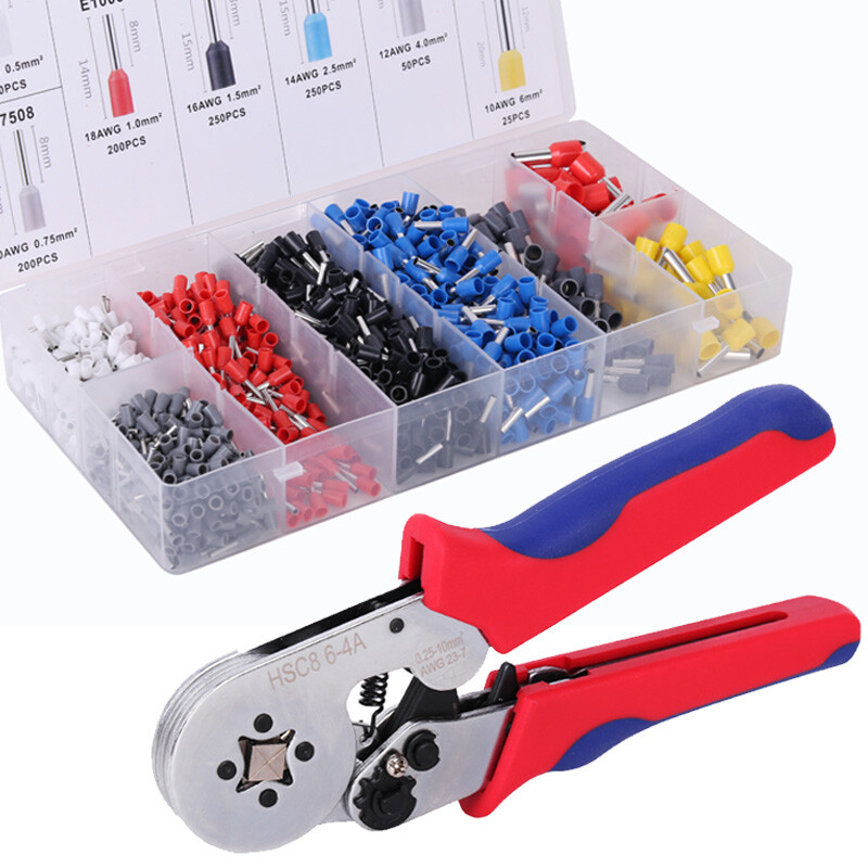 Ferrule Crimping Tool Kit Self-adjustable 1200pcs Terminal Wire Crimper Pliers