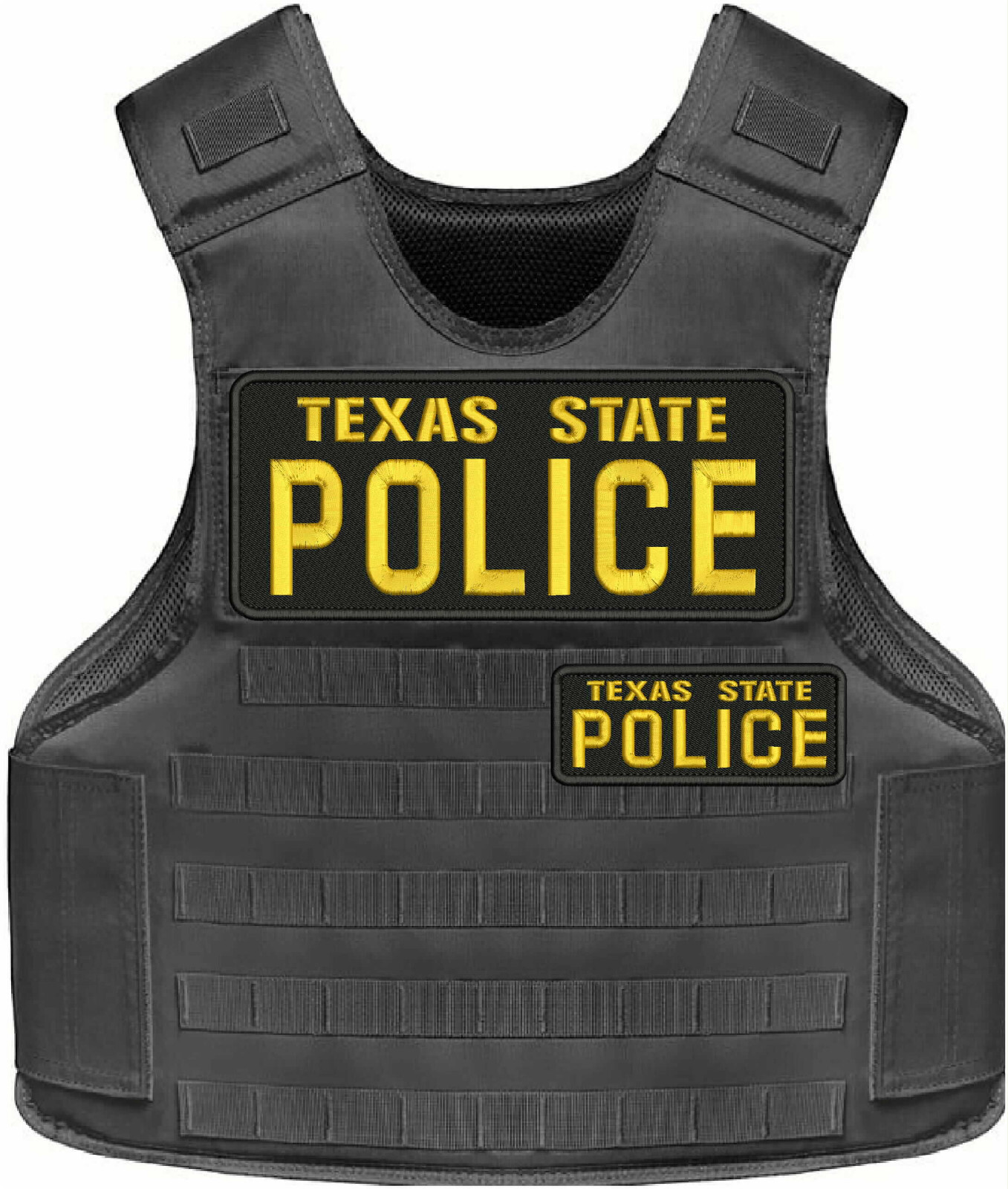 Texas State Police EMB Patch 10x4 & 5x2 Velcr@ On Back Gold On Black