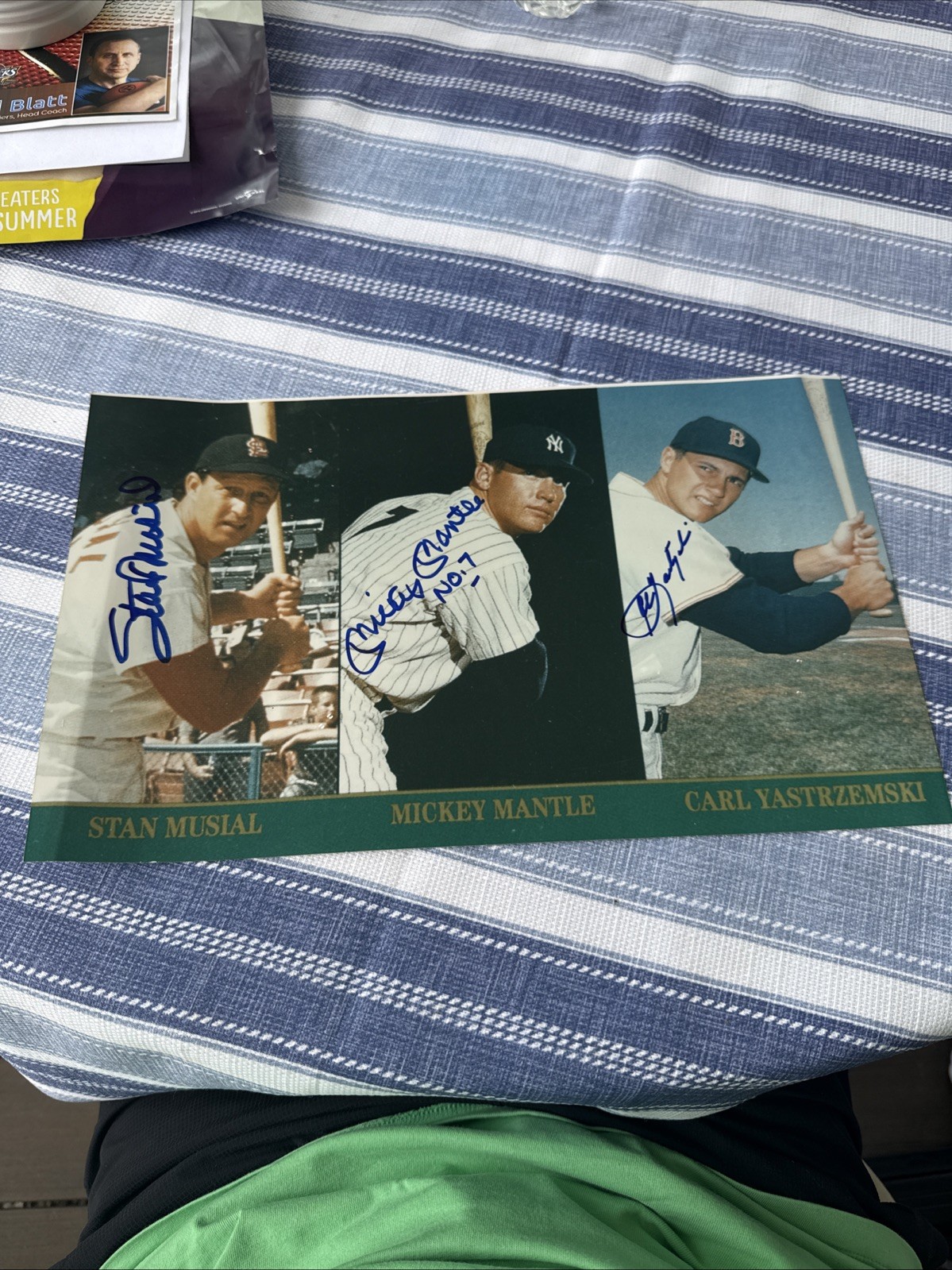 MICKEY MANTLE MUSIAL YAZ SIGNED FRANCHISE  PHOTO ***READ