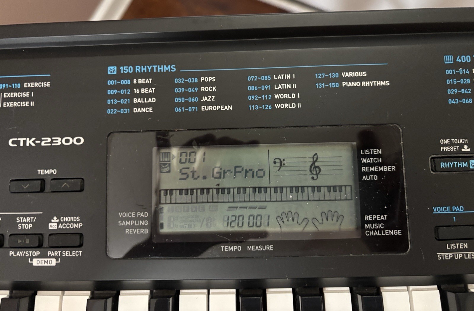Casio CTK-2300 Keyboard COMPLETE with stand, power cord, user manual, box