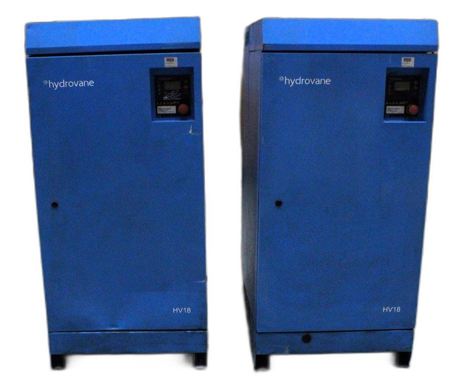 Hydrovane HV18 Rotary Vane Compressor Set of 2 with Tank, Fair Cond (3375437)