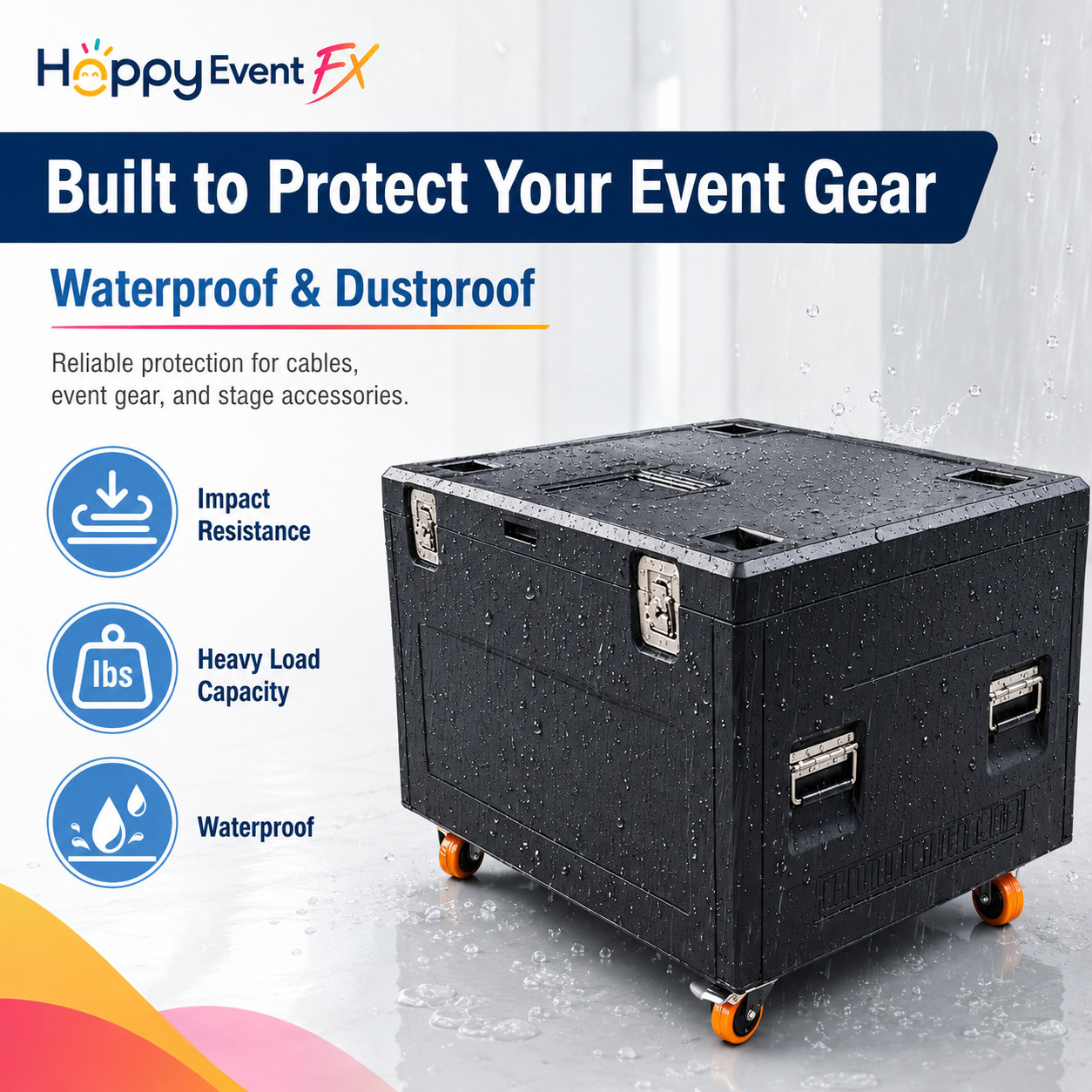 Large ATA Cable Trunk Flight Case with Wheels for Event Gear