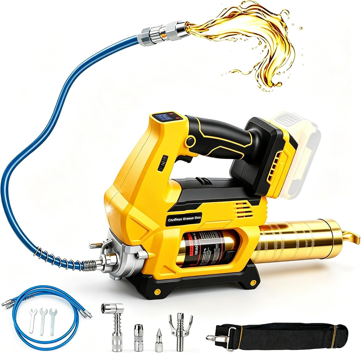 Cordless Grease Gun Compatible with Dewalt 20V MAX Battery,12000Psi Brushless El