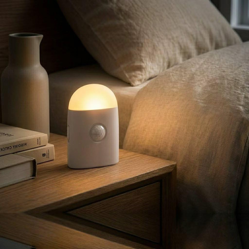 Motion Sensor LED Night Light,Warm White Dimmable Rechargeable Stick & Hook