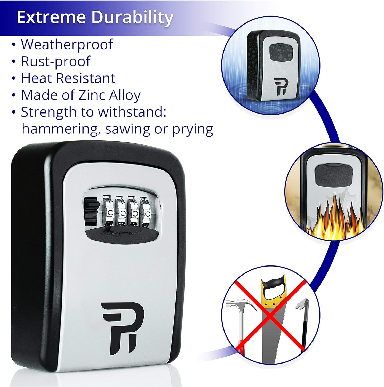 Lock Box for Keys with Code - Wall Mount Spare Key Lockbox Outdoor - Combinat...