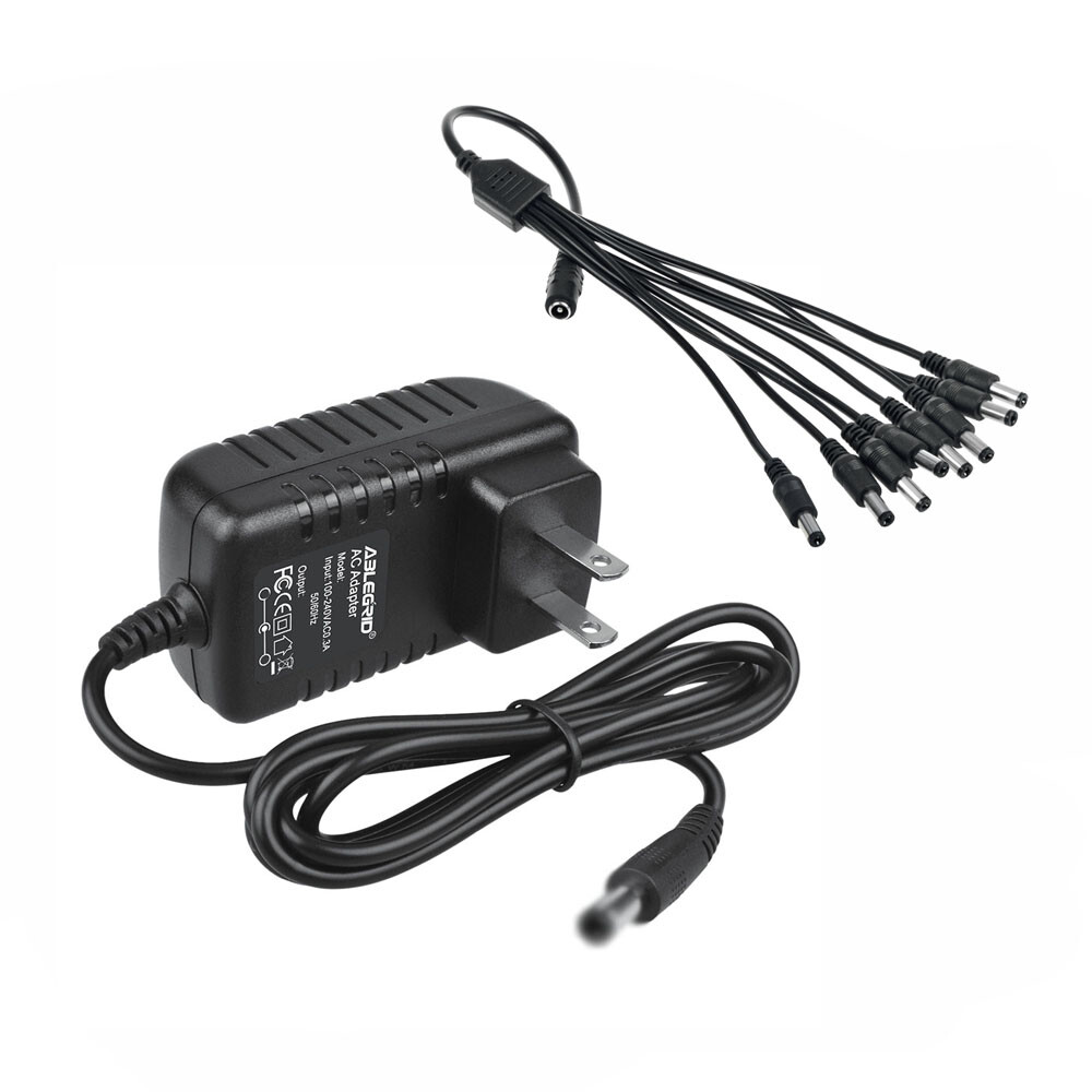 12V 2.5A AC Adapter & 8 Way Splitter For LOREX 12VDC Security Camera CS-1202000