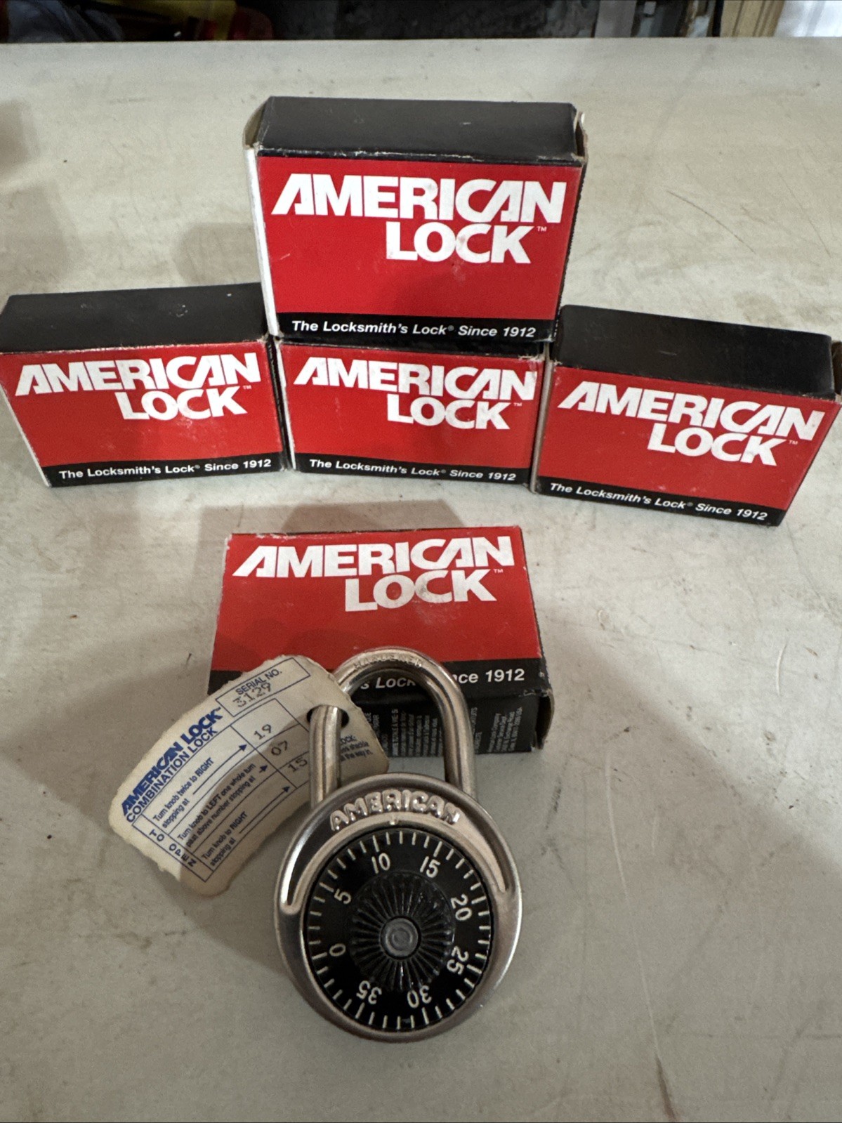 5 American Lock Combination Padlock Black Made In USA Combo