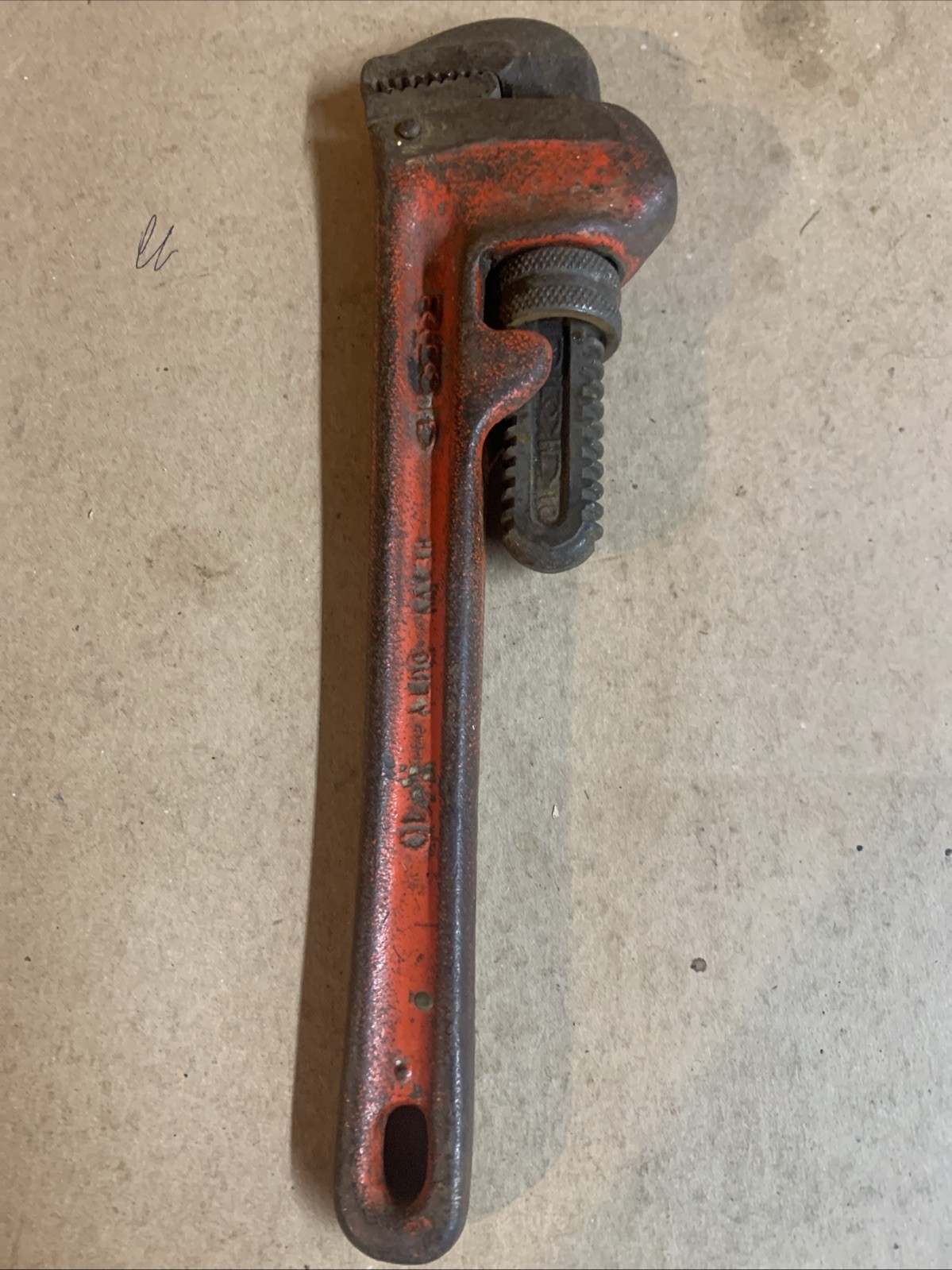 Vintage Rigid 10” Pipe Wrench Elyria Ohio USA  Heavy Duty