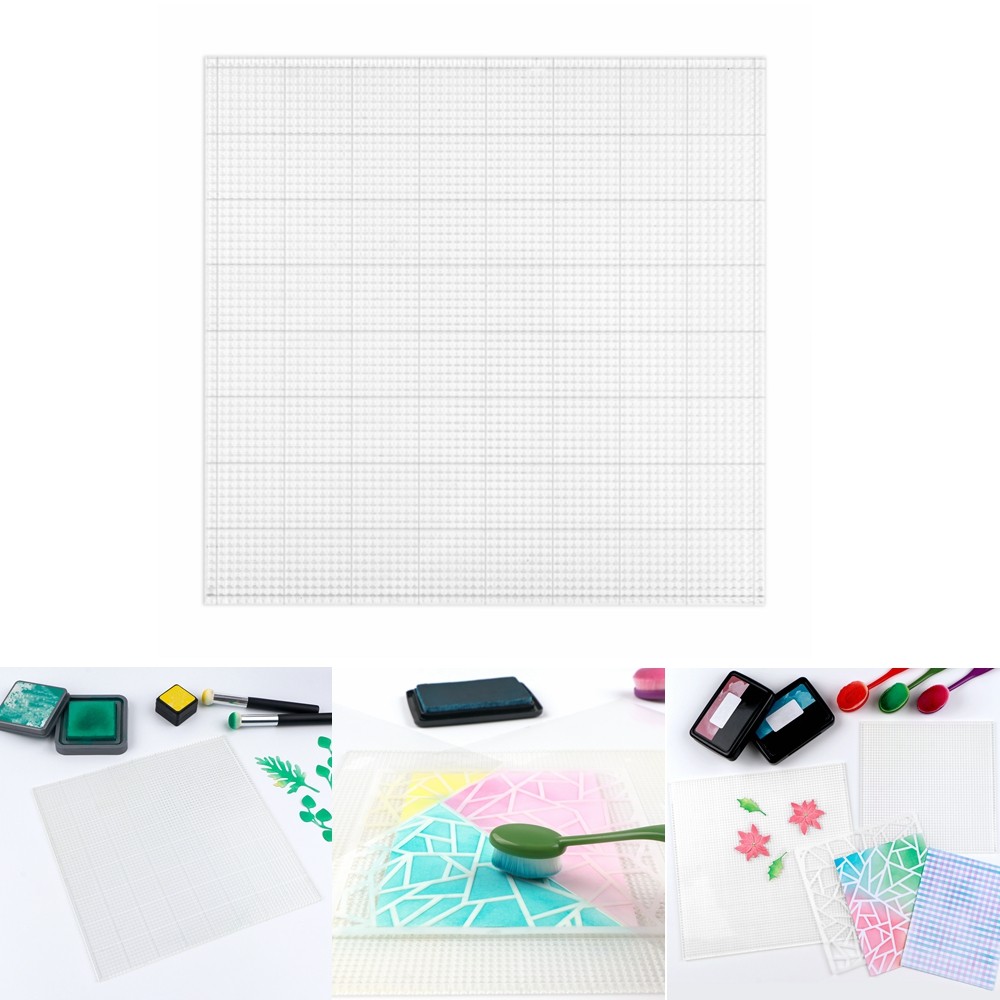 Low Tack Sticky Mat with Grid for Craft Stamping Stenciling Ink Blending