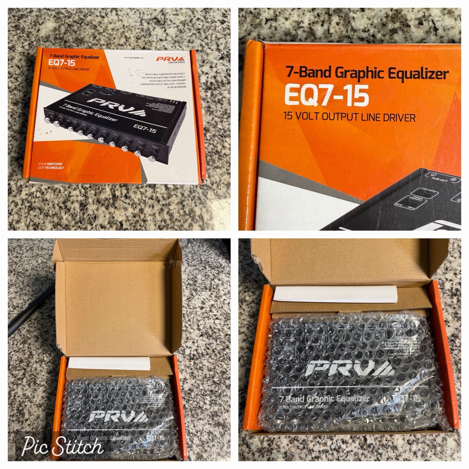 PRV EQ7-15 Car Audio Equalizer 7 Band 1/2 Din 6 Channel RCA Output Graphic EQ