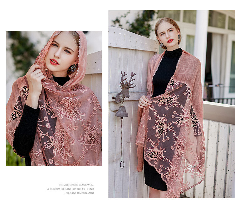 Women Ladies Lace Floral Lightweight Scarf Veil Church Mantilla Scarf Shawl Wrap